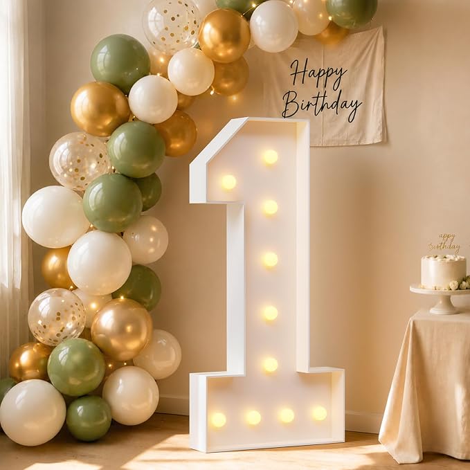 4FT Light Up Marquee Number 1 Warm White Light | Party Decor by Letsmakeitimpressive