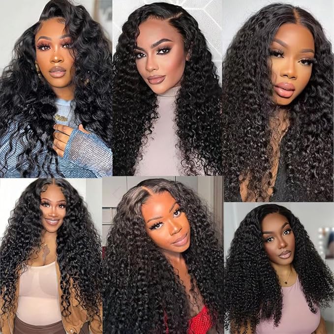 Natural Black Deep Wave Human Hair Bundles Niegmeag Peruvian Unprocessed Virgin Remy Hair 3 Bundles 26 28 30 Inch Double Weft Color 1B Loose Wave Bundle Hair Weave 300g