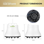 Herbishh Universal Hair Dryer Diffuser - Adjustable 3.5-8 cm, Rotary Clip for Curly & Wavy Hair, Even Heat, Reduces Frizz & Adds Volume, Heat-Resistant Air Hood for Effortless Curl Definition (White)