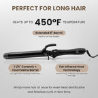 Infrared Curling Iron 1.5” Ceramic Tourmaline Long Barrel – Digital Professional Hair Curler with Ion Technology for Big Curls, Beach Waves, Thick Hair – Fast Heat, Clamp, Dual Voltage