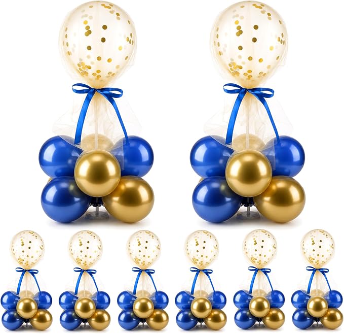 BBTO 8 Set Blue Gold Balloon Centerpieces - Image 8