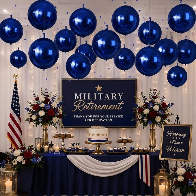 14 Pcs Navy Blue Round Foil Balloons 22/15/10 4D Ball Balloons Dark Blue - Image 4