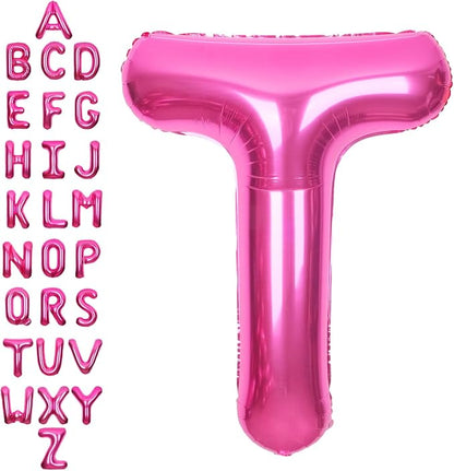 SUWEN 40 Inch Hot Pink Large T Letter Balloons Big Foil Helium Letter A-Z | by SUWEN