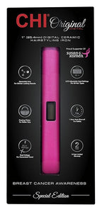 CHI Original Digital Ceramic Hair Straightener 1", Hairstyling Iron, Breast Cancer Awareness & Susan G. Komen Special Edition, Pink