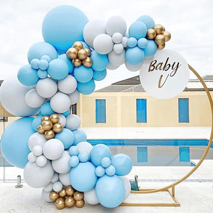 Awenztech Light Blue Balloons 12 inch, Pastel Blue Latex Balloon 50pcs Party - Image 7