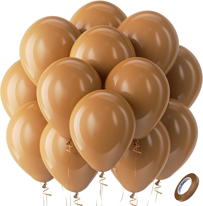 Bezente Brown Balloons Latex Party Balloons 100 Pack 12 inch | Neutral Coffee by Bezente