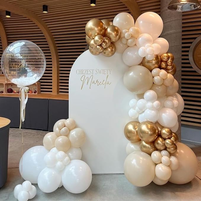 Beige White Gold Balloons - Image 4