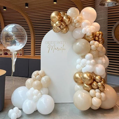 Beige White Gold Balloons - Image 4