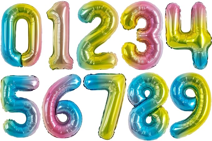 TONIFUL Number Balloon 16 Inch 10 Pcs Colorful 0-9 Birthday Number Balloons | by TONIFUL