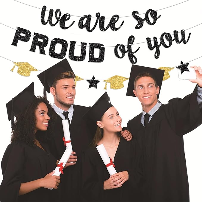 We Are So Proud of You Banner Black Prestrung Graduation Banner Graduation - Image 5
