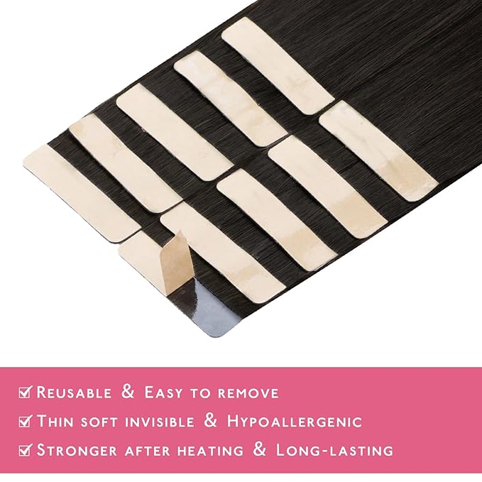 WENNALIFE Tape in Hair Extensions Human Hair Dark Brown to Chestnut Brown and Dirty Blonde Highlighted Tape in Extensions, 10pcs 25g 16 inch Remy Invisible Tape Ins Straight