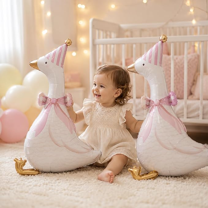Pink Goose Foil Balloons, 30 Inch 5PCS Goose Birthday Party Decorations | Large - Image 5