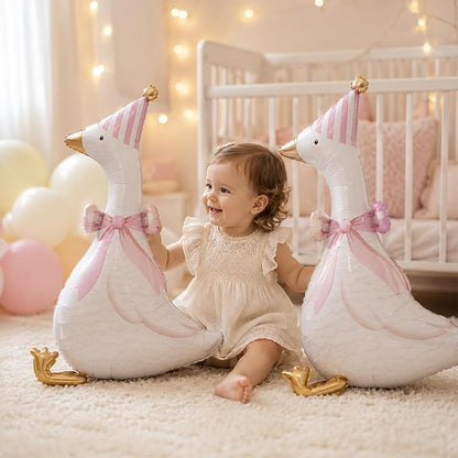 Pink Goose Foil Balloons, 30 Inch 5PCS Goose Birthday Party Decorations | Large - Image 5