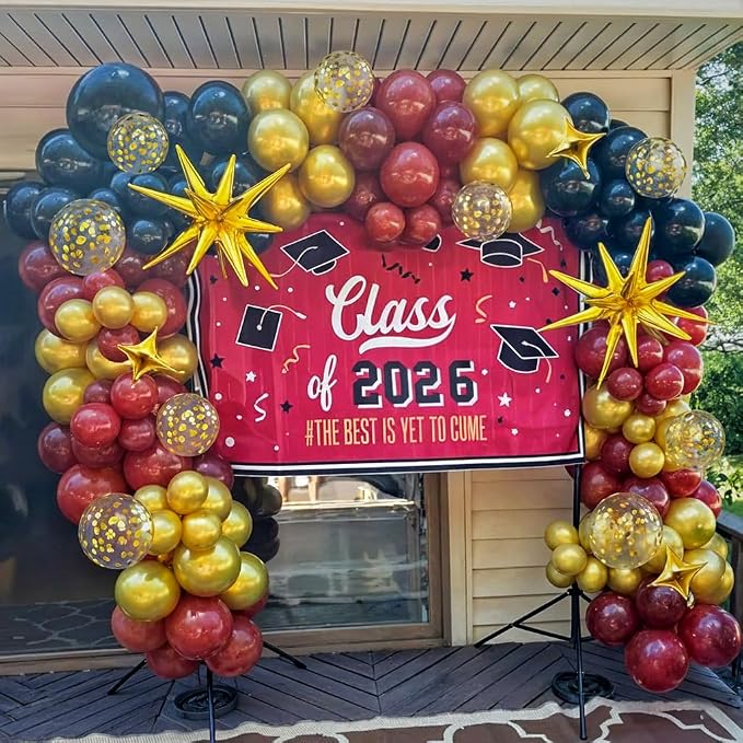 Black Burgundy Gold Balloons Arch Kit, Maroon Black Gold Balloons Arch Garland - Image 5