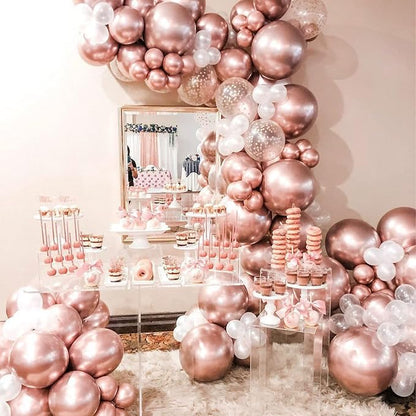 PartyWoo Metallic Rose Gold Balloons 100pcs Latex Balloons Different Sizes | 18 - Image 5