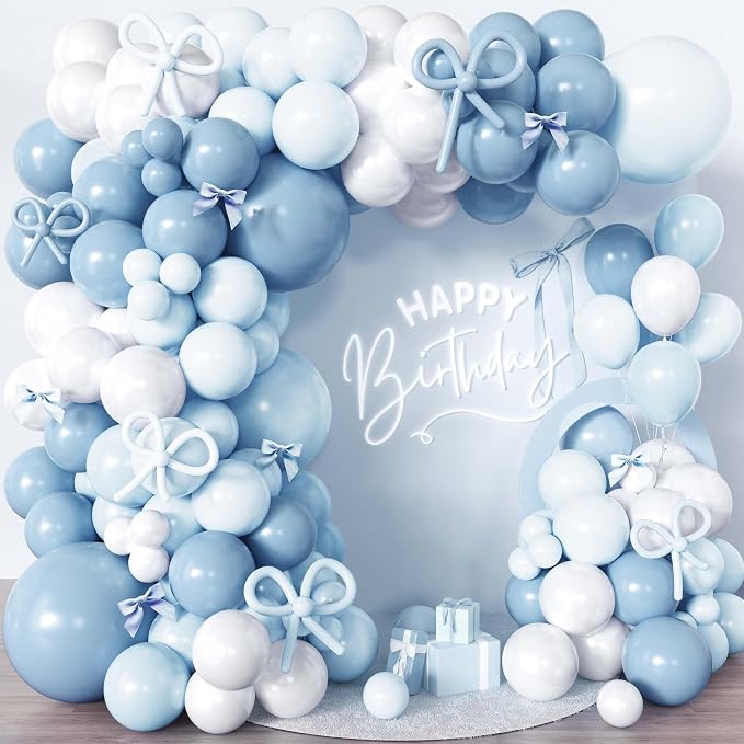 110pcs Blue Bow Balloon Garland Arch Kit by Jenlion