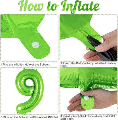 Green Number 9 Balloon 40 Inch, Big Large Foil Helium Number Balloons, Jumbo - Image 7