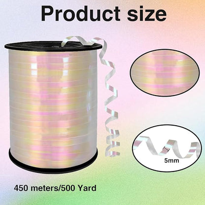 Iridescent Curling Ribbon White Holographic Curly Balloon Ribbon，500 Yard，1/5" - Image 2