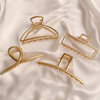 AIBEE Large Metal Hair Claw Clips - 4pcs Nonslip Big Gold Hair Clamps with Strong Hold for Thick and Thin Hair for Women and Girls