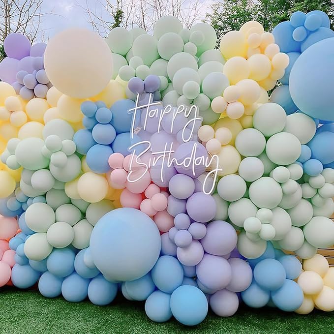 PartyWoo Pastel Rainbow Balloons 100pcs Latex Helium Balloons 12 Inch | Baby - Image 5