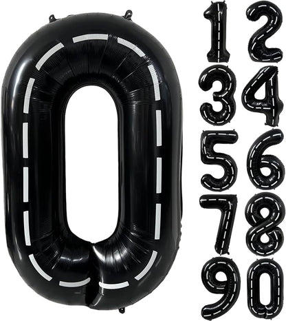 40 Inch Race Car Black Number Balloons Race Car Birthday Party Balloons Large by Yeodong