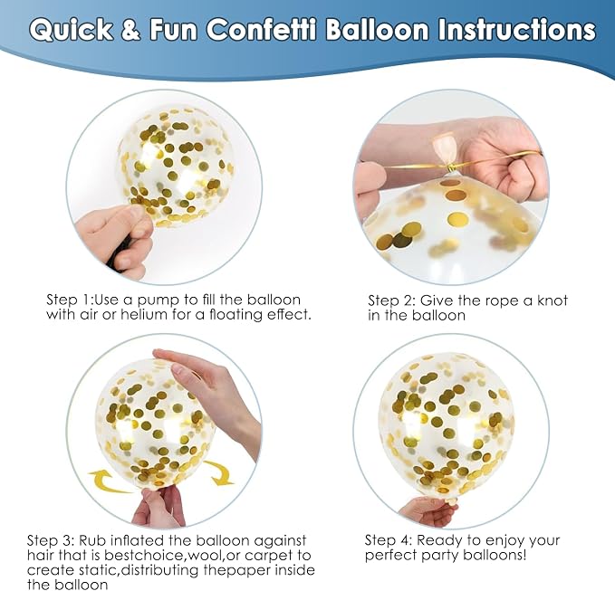 Navy Blue and Gold Confetti Balloons - Image 4