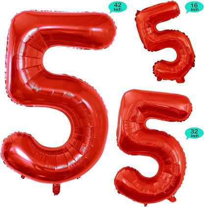Red Foil Balloons Number 5, Huge Number Balloons - Image 2