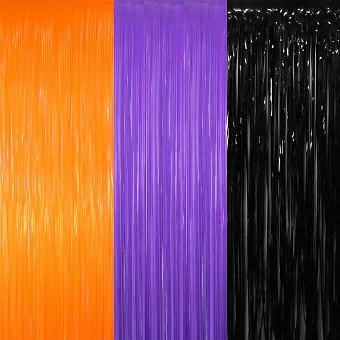 GOER 3.2 ft x 8.2 ft Metallic Tinsel Foil Fringe Curtains by GOER