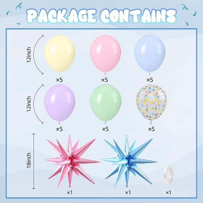 Pastel Balloons, 12 Inch Macaron Pink Blue Purple Green Yellow Colorful Balloons - Image 2