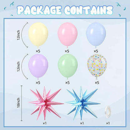 Pastel Balloons, 12 Inch Macaron Pink Blue Purple Green Yellow Colorful Balloons - Image 2