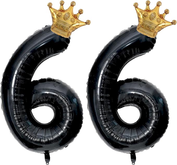 40 inch Large Black 66 Balloon Number by Unknown