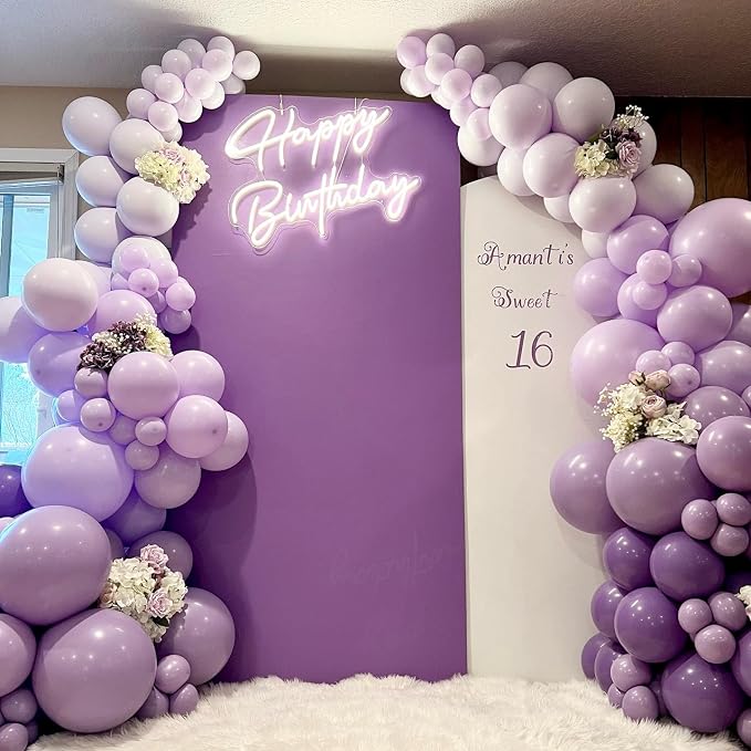 Paready 60pcs Metallic Gold Purple Balloons Set, 12 Inch Pastel Purple - Image 5