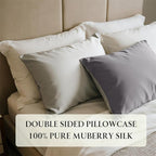 Mulberry Silk Pillowcase for Hair and Skin, Luxury Double Sided Pure Silk Pillowcase, 29x19 Inches, 1Pc (Silver Gray)