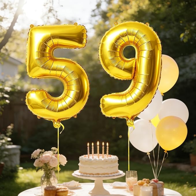 40 Inch Number 59 Balloons for 59th Birthday Party Decorations, 0-100 Gold - Image 3