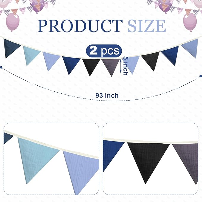 Oudain 2 Pcs Pennant Banner Flags Nursery Garland Triangle Bunting Flags - Image 2
