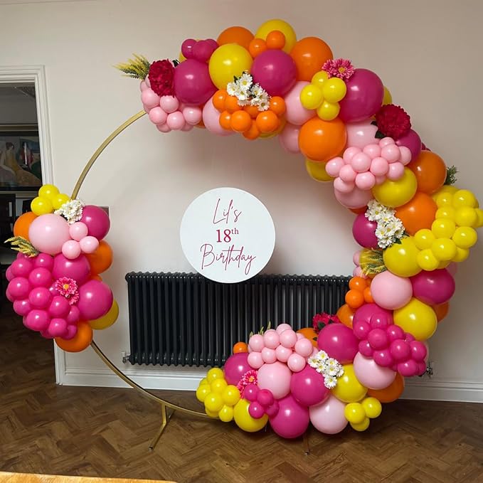 HILAVO Pink and Orange Balloons Light Pink Hot Pink Yellow Autumn Latex - Image 3