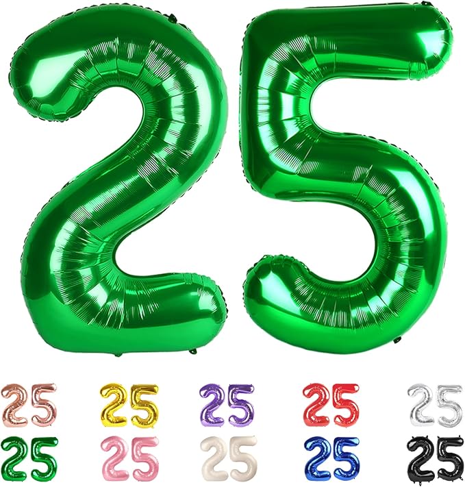 Number 25 Balloon 40Inch for 25th Year Old Birthday Decoration, Dark Green | by Mluchee