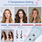 JAMIEWIN Automatic Hair Curler, 28mm Rotating Curling Iron with 3 Temperatures, Fast Heating Curling Tongs Anti-Scald, Anti-Tangle Curling Wand with Negative Ions for Medium Long Hair Blue