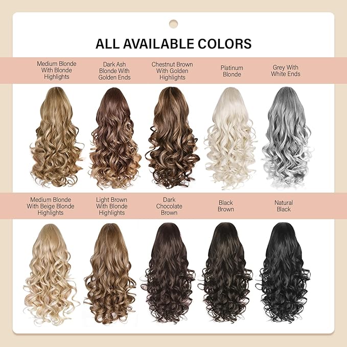 24 Inch Ponytail Extension, Clip on Ponytails for Women, Long Curly Wavy Ponytail Extensions for Women, Synthetic Layered Pony Tails Hair Extensions (Color: Dark Chocolate Brown)