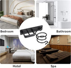 YUET Hair Dryer Holder Hairdryer Station Wall Mounted Spiral Shelf Bracket Stand Hanger Straightener Organizer Blow Storage with Holes Rack for Bathroom Aluminum Professional (Black)