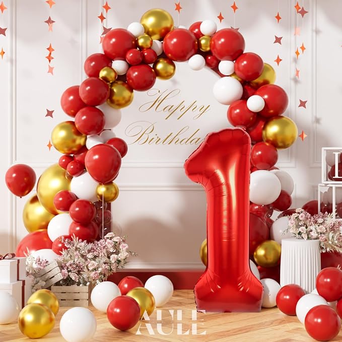 AULE 40 Inch Red 1 Balloon Number Foil 0-9 Birthday Big Numbers | Birthday - Image 3