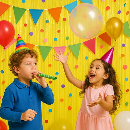 Voircoloria Pastel Yellow Foil Fringe Backdrop Curtains, 2 Pack | Tinsel - Image 6