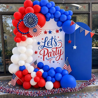 Blue Red White Balloons, 12 Inch Dark Blue Matt Red and Ivory Latex Helium - Image 5