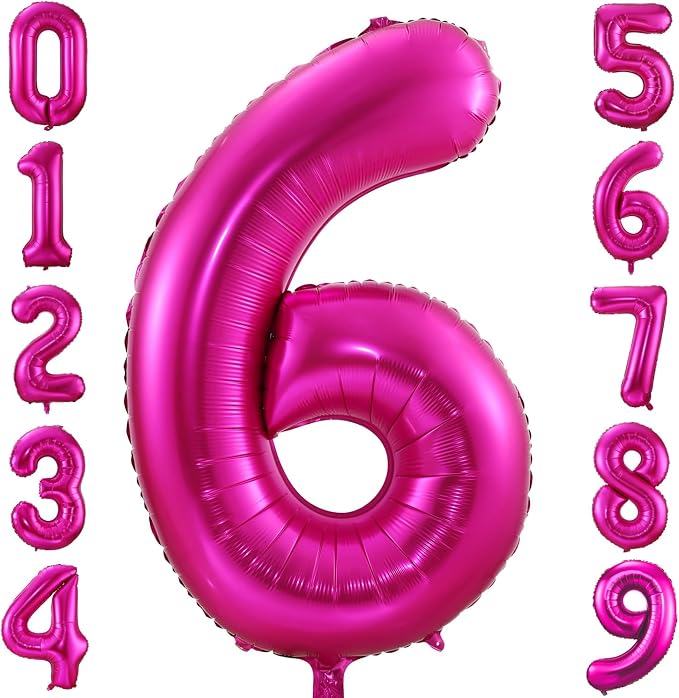 6 Balloon Number Hot Pink 6 Birthday Balloon 40 inch Foil Mylar Large 6 Balloon by BBPOOL