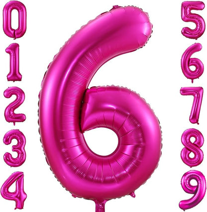6 Balloon Number Hot Pink 6 Birthday Balloon 40 inch Foil Mylar Large 6 Balloon by BBPOOL