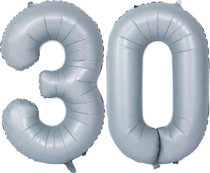 40 In Matte gray Number Balloon Helium Foil Mylar Birthday Balloon Digit 30 | by Exquisitehighqualitypartydecorationstomeetyoureveryneed%EF%BC%81