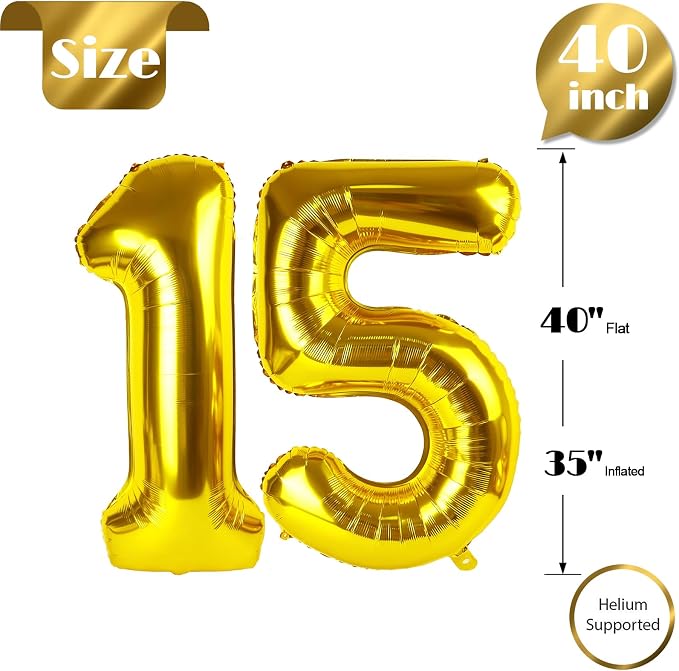 Gold 15 Balloon - Image 6