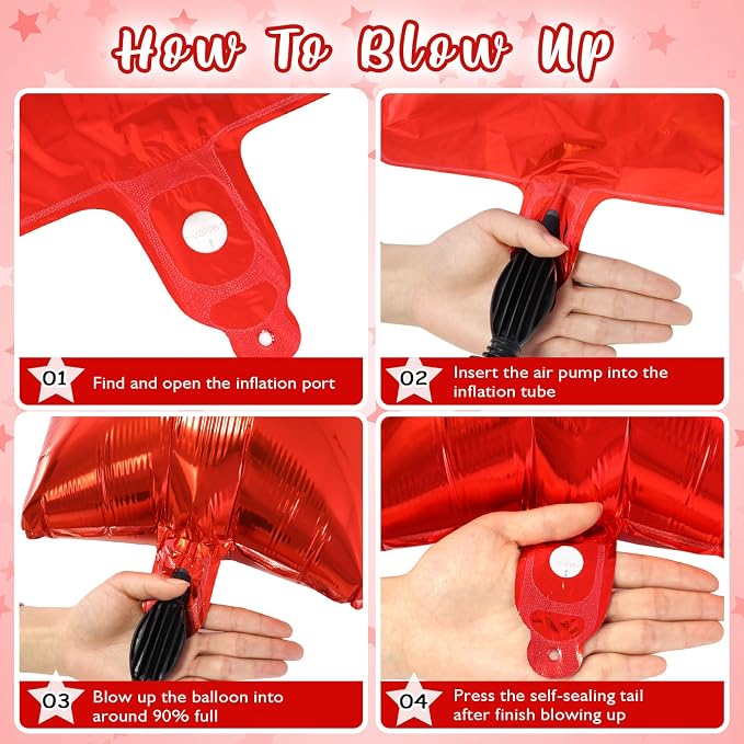50 Pcs Star Balloons, 10 Inch Red Star Foil Balloons, Stars Shaped Balloon - Image 6
