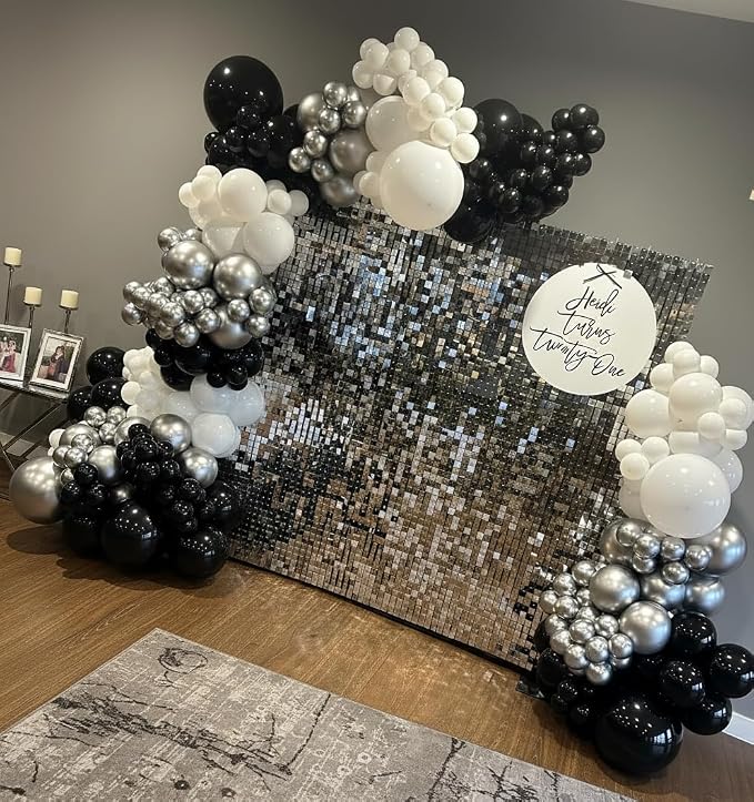 Black and Silver Balloons Arch Kit - Image 6