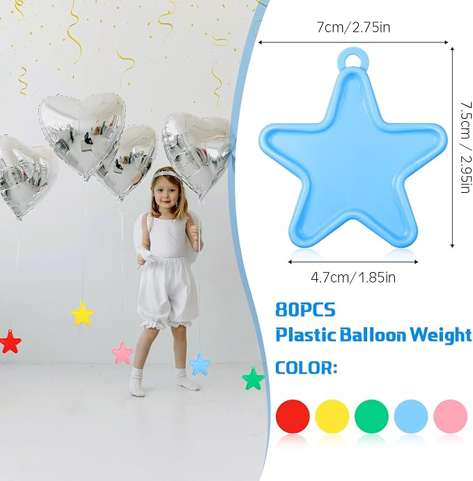 Lenwen 80 Pcs Balloon Weights Plastic Colorful Weights - Image 2